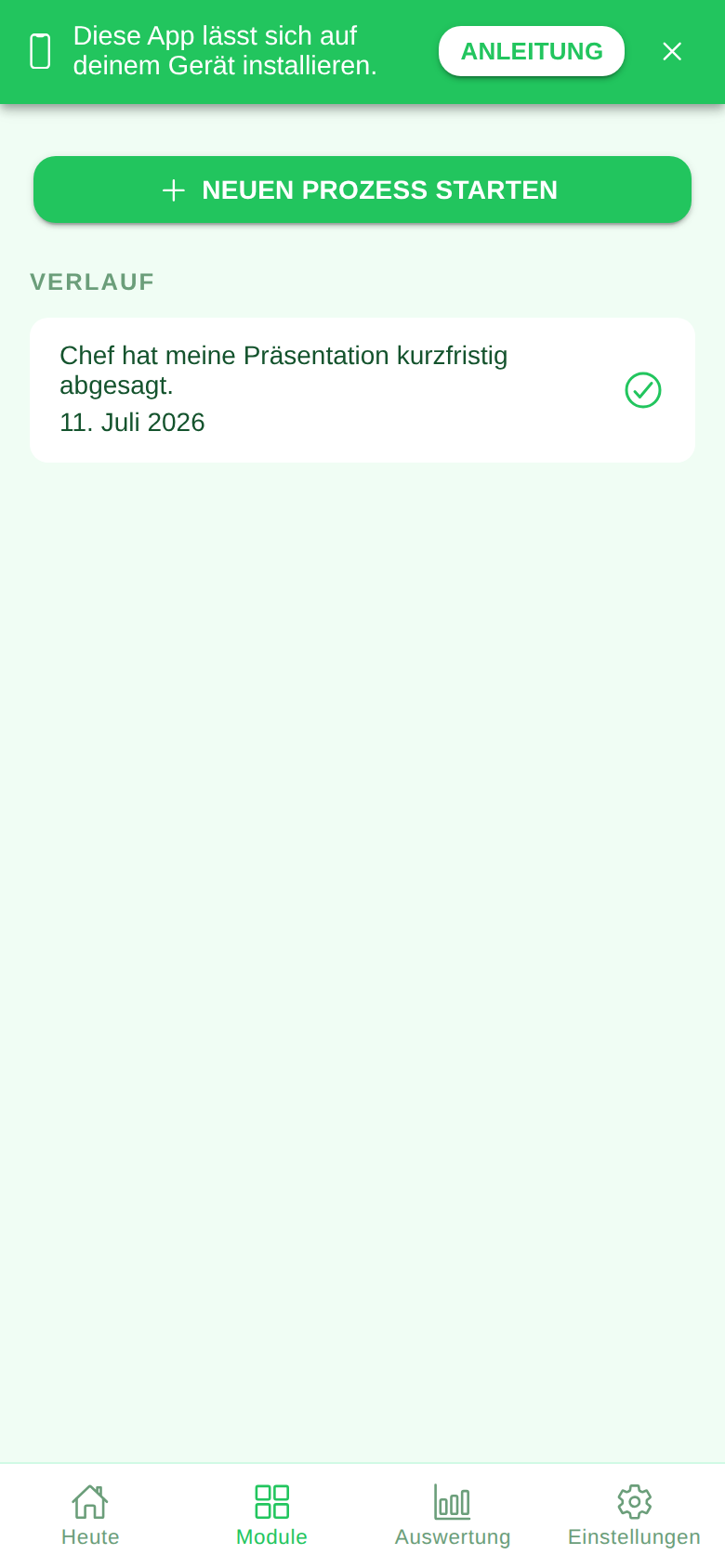 Screenshot des Moduls A-B-C-Prozess in der Ruveo App